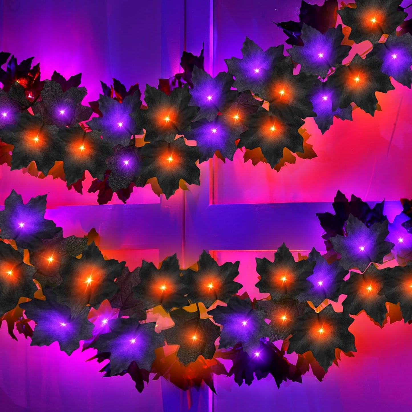 2 Pack Fall Decor Fall Garland with Lights Fall Decorations for Home, Total 13Ft 40LED Battery Operated