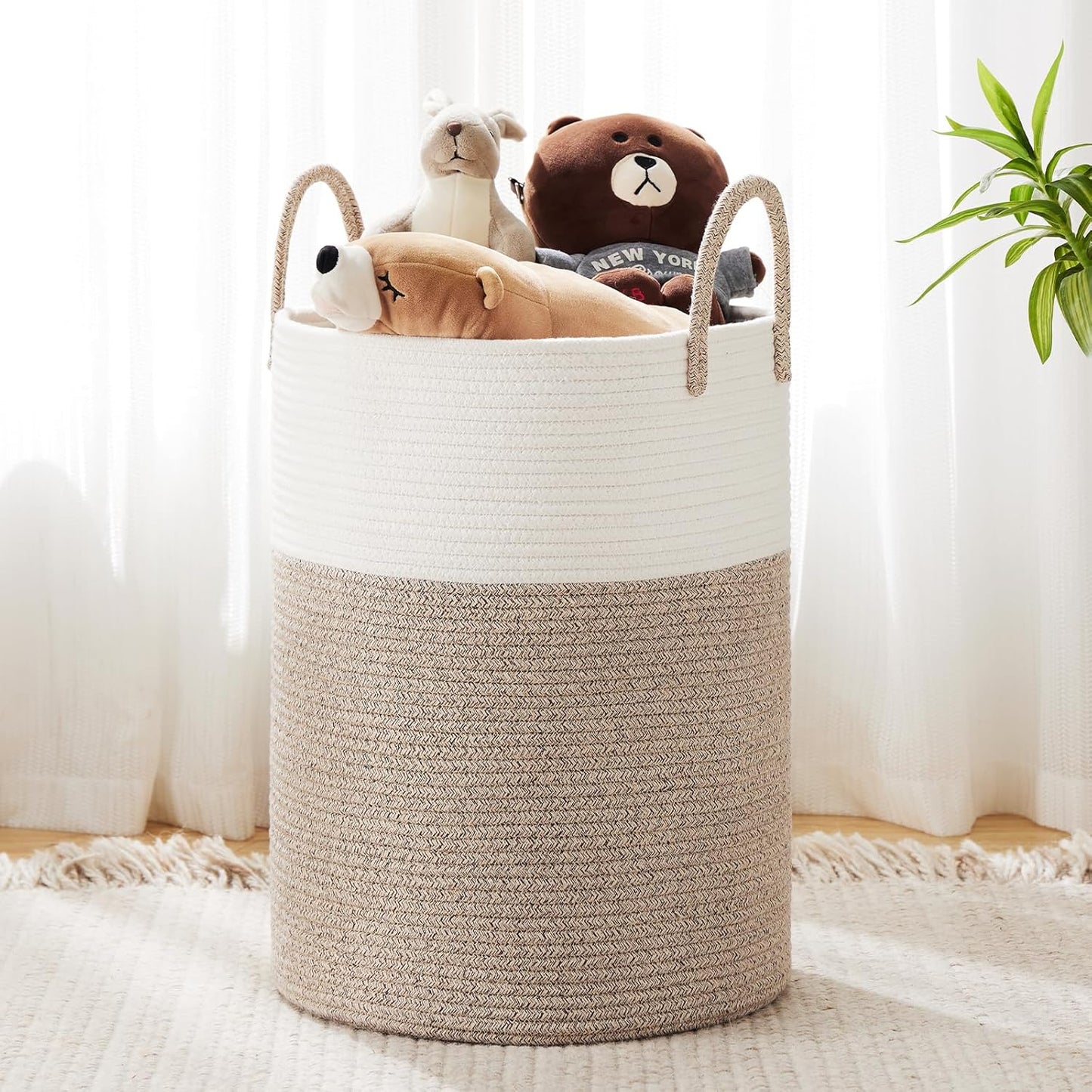 Jute Rope Laundry Hamper Basket Tall Laundry Basket