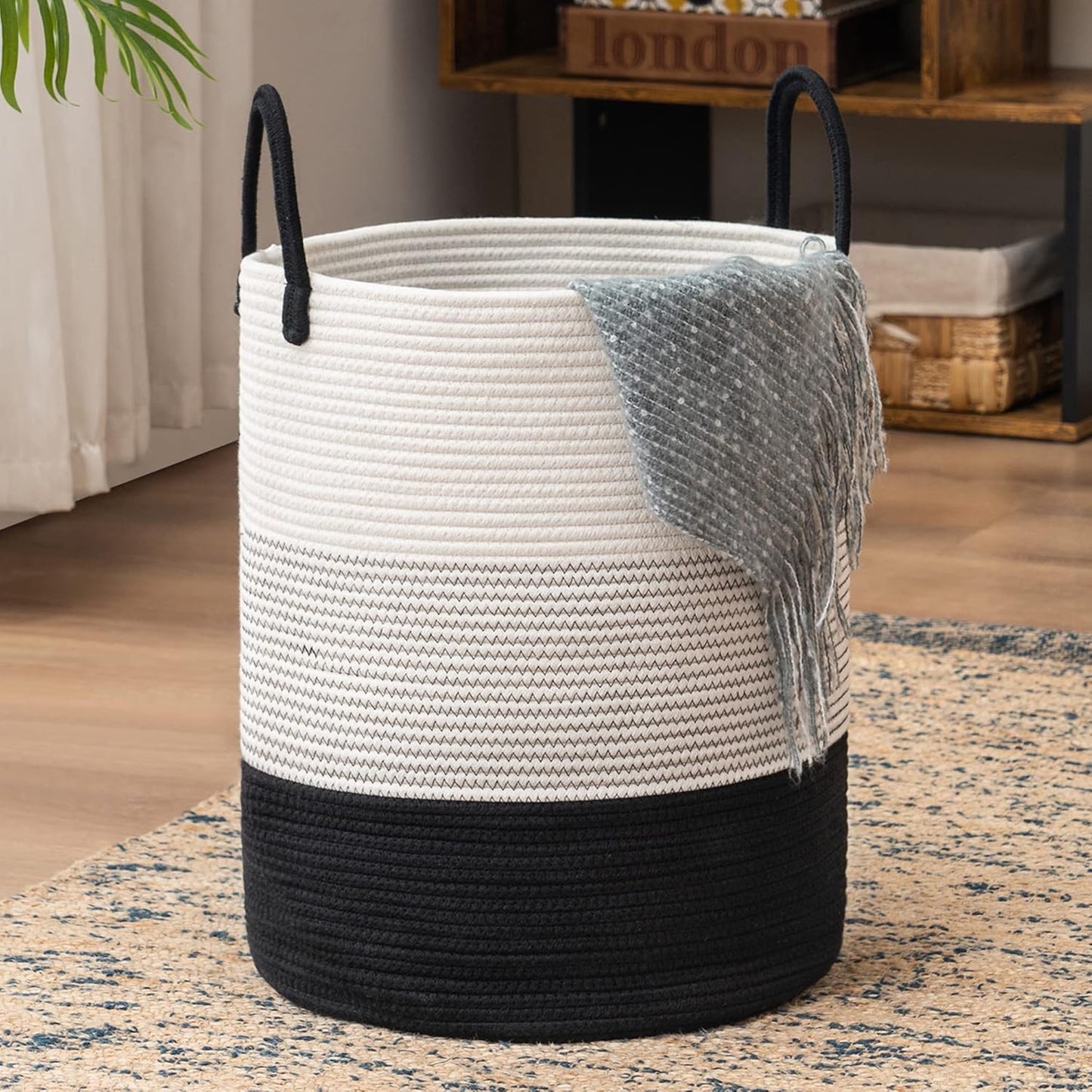 Jute Rope Laundry Hamper Basket Tall Laundry Basket
