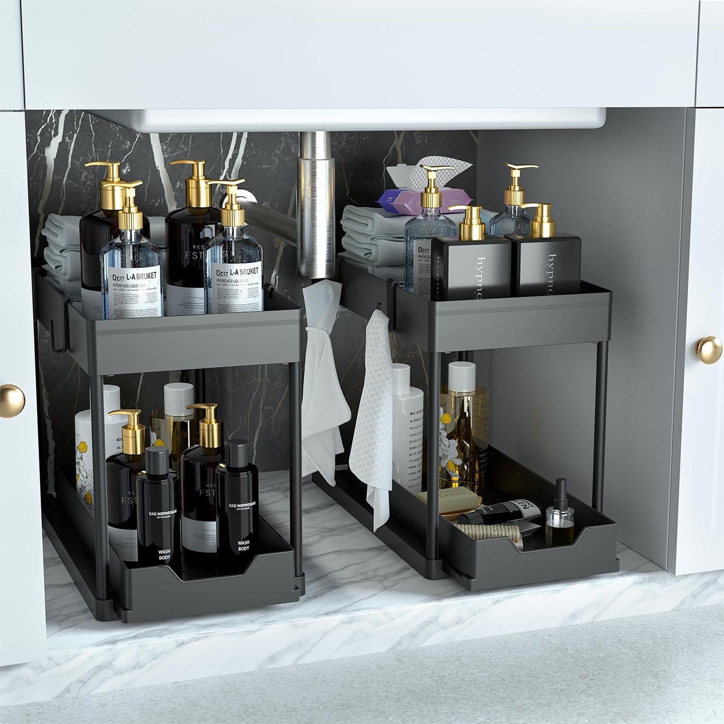 Under Sink Organizer 2 Pack, 2 Tier