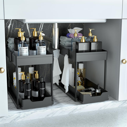 Under Sink Organizer 2 Pack, 2 Tier