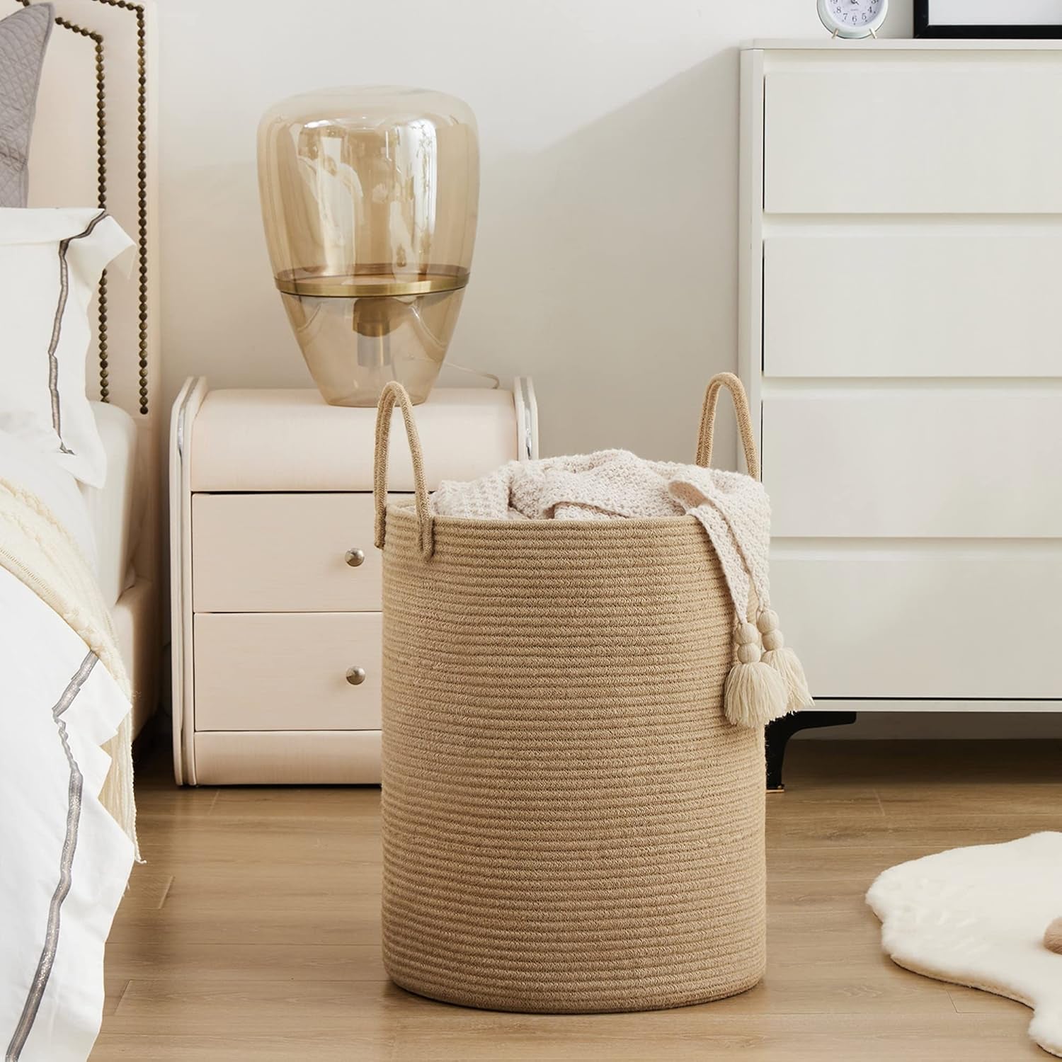 Jute Rope Laundry Hamper Basket Tall Laundry Basket