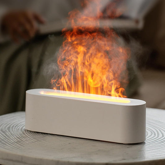 Essential Oil Diffuser, Fireplace Fire Flame Aromatherapy Diffuser, 150Ml Ultrasonic Cool Mist Humidifier, Scent Aroma Diffuser with 7 Colors Light, Timer & Auto-Off for Home, Room (White)