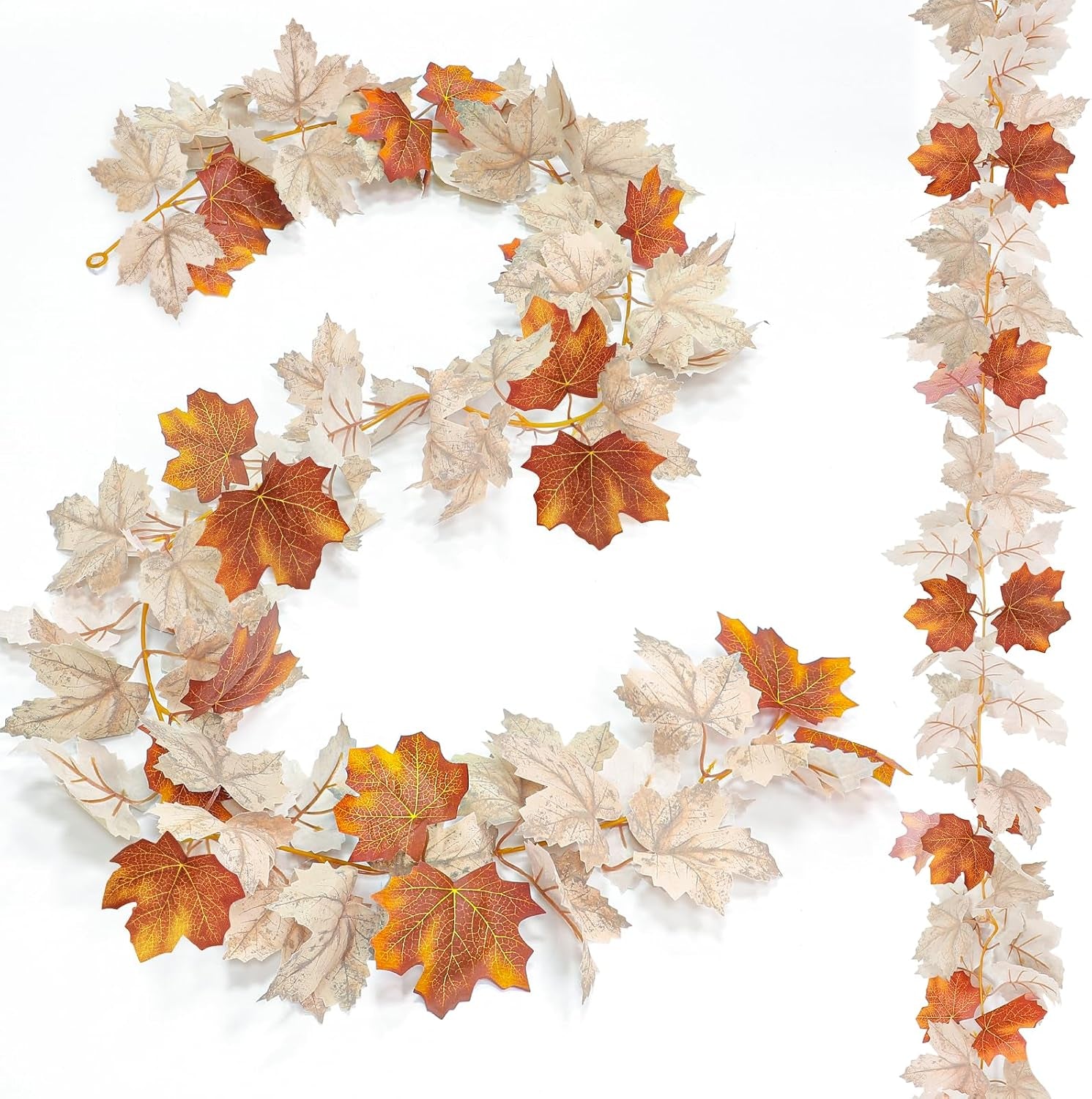 2 Pack Fall Decor Fall Garland with Lights Fall Decorations for Home, Total 13Ft 40LED Battery Operated
