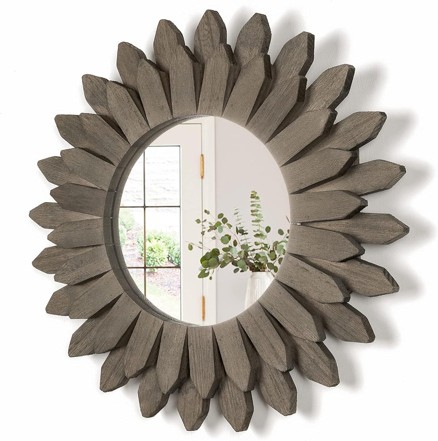 Wall Mirror Decorative 12 Inch Rustic Wood Mirror