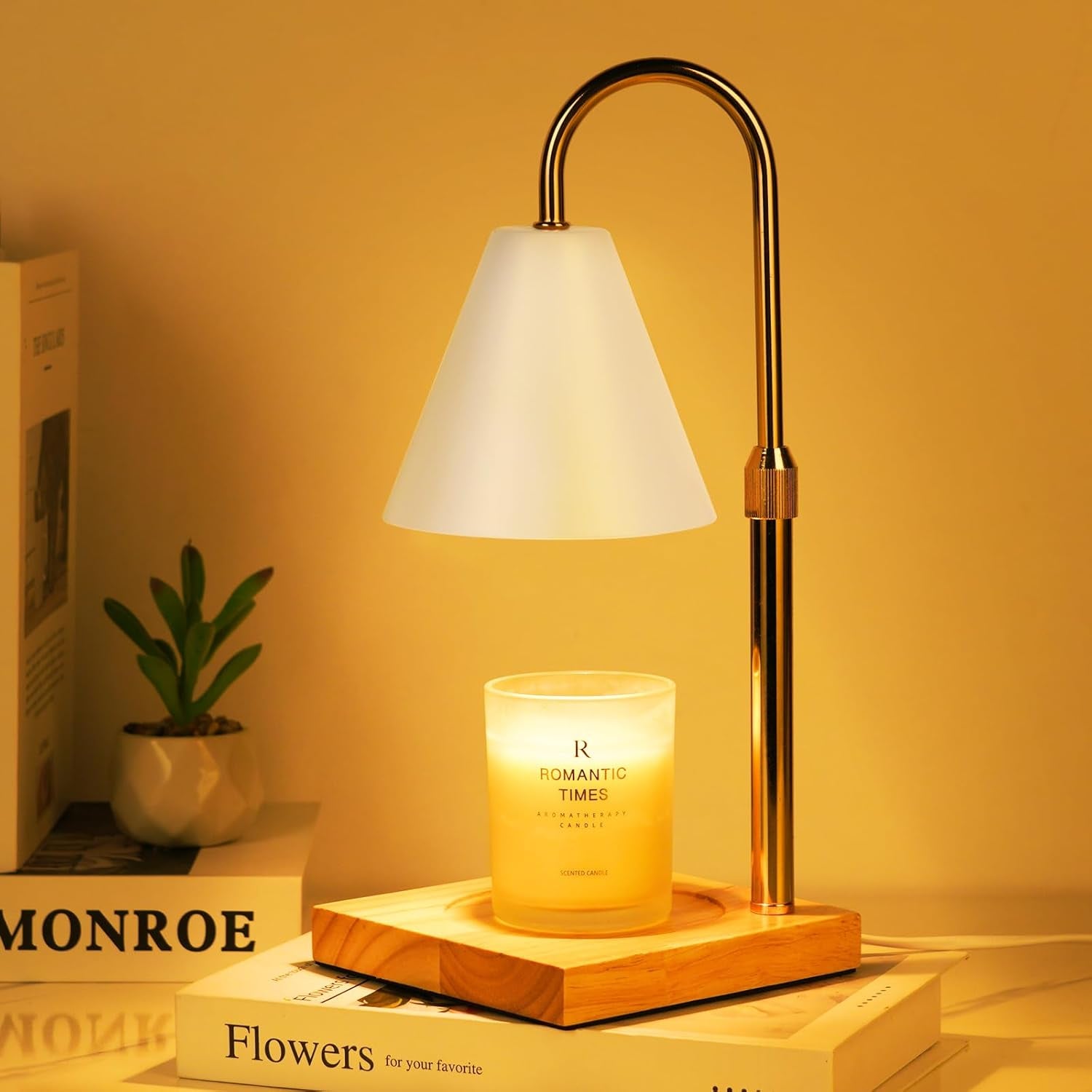 Modern Candle Warmer Lamp with Timer, Dimmable Candle Lamp Warmer, Birthday Gifts for Women, Black Lamp Candle Warmer Gifts for Mom, Adjustable Candle Light Warmer, Cozy Living Room Bedroom Home Decor