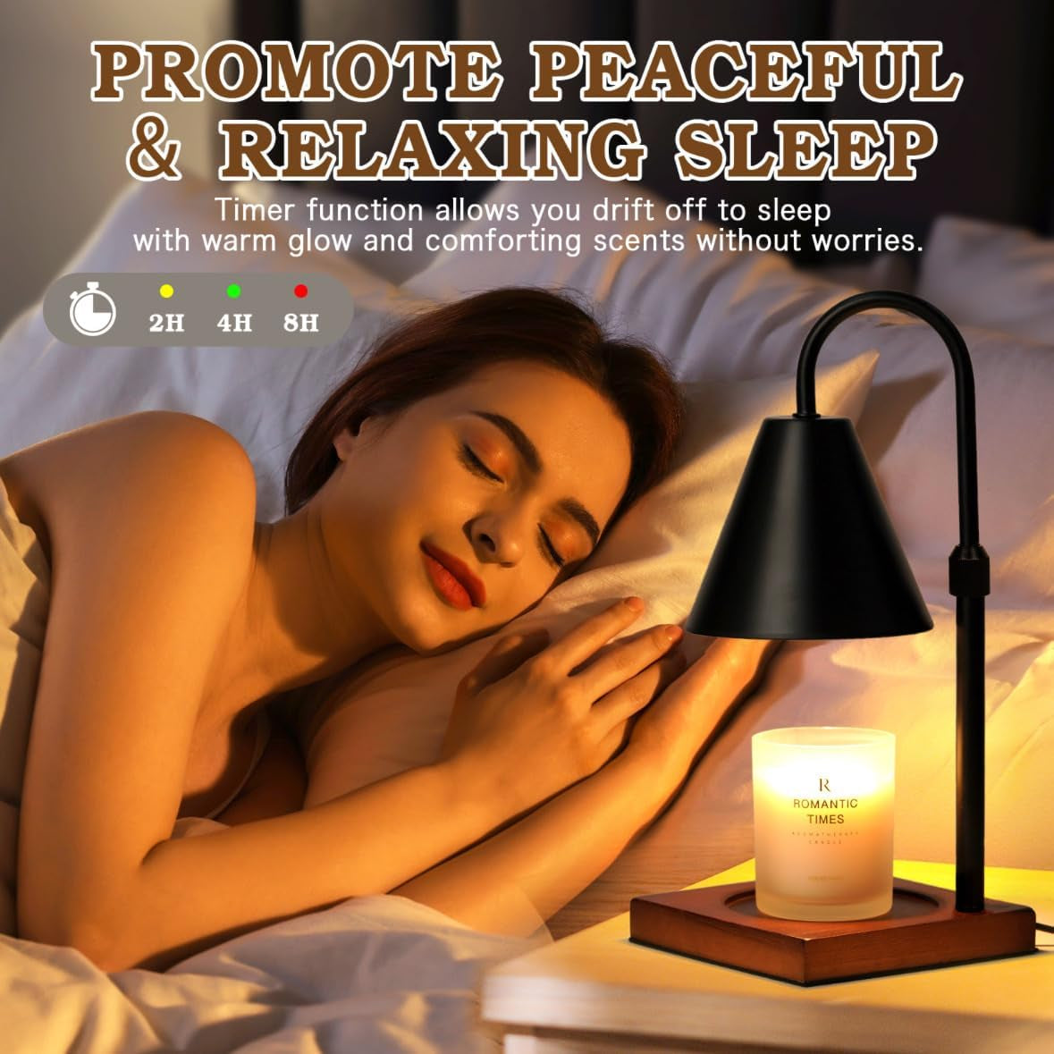 Modern Candle Warmer Lamp with Timer, Dimmable Candle Lamp Warmer, Birthday Gifts for Women, Black Lamp Candle Warmer Gifts for Mom, Adjustable Candle Light Warmer, Cozy Living Room Bedroom Home Decor