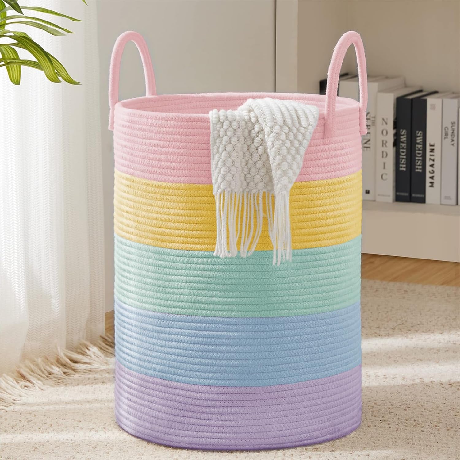 Jute Rope Laundry Hamper Basket Tall Laundry Basket