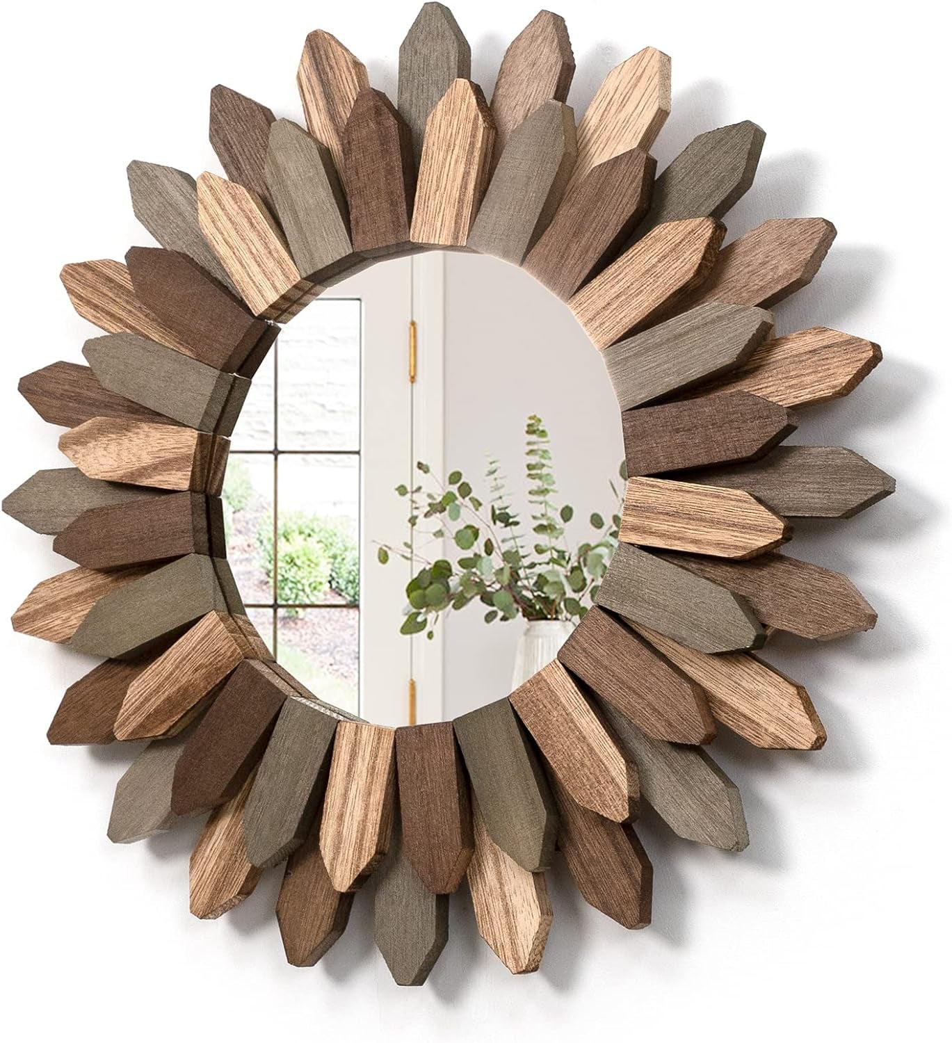 Wall Mirror Decorative 12 Inch Rustic Wood Mirror