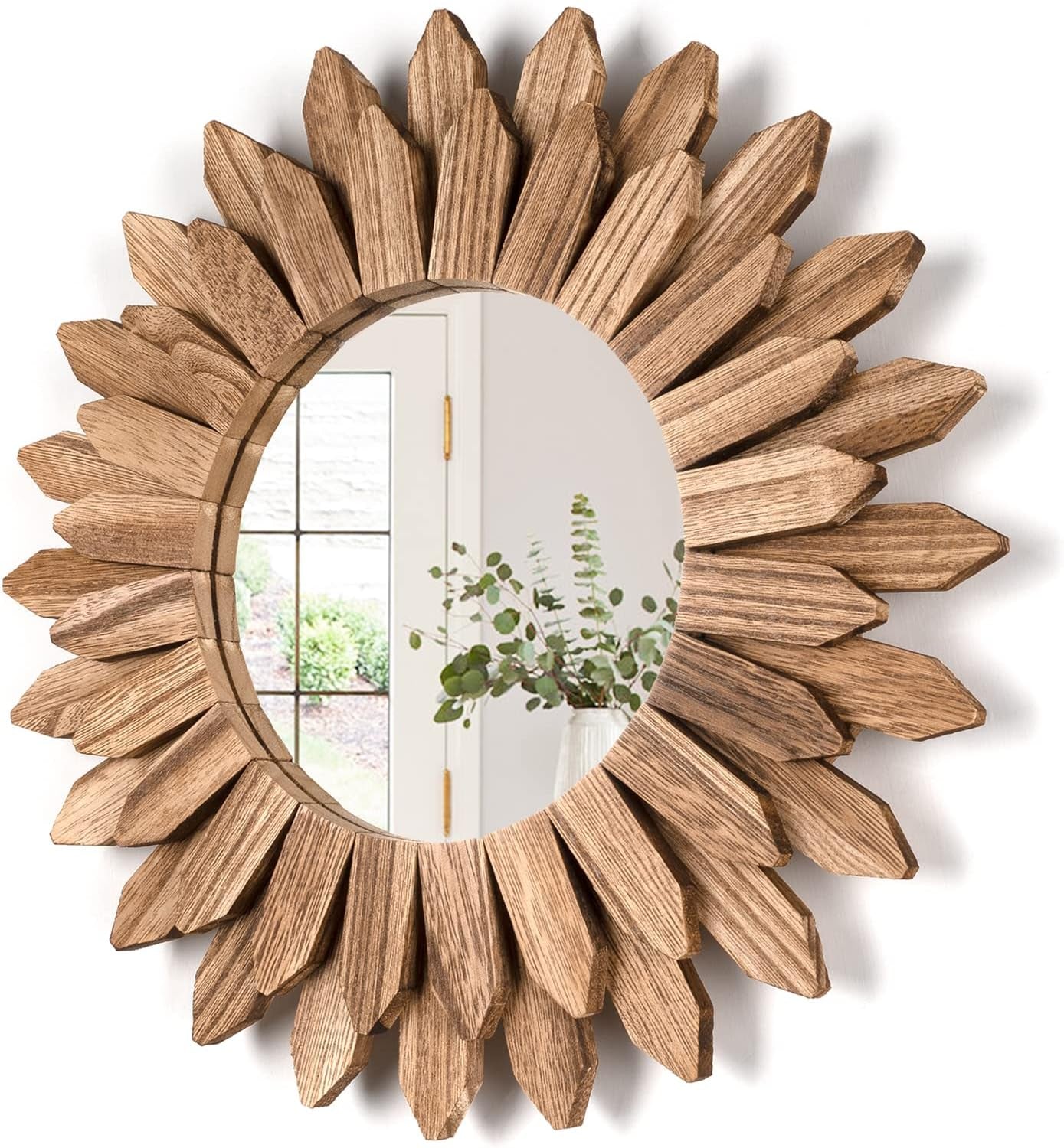 Wall Mirror Decorative 12 Inch Rustic Wood Mirror