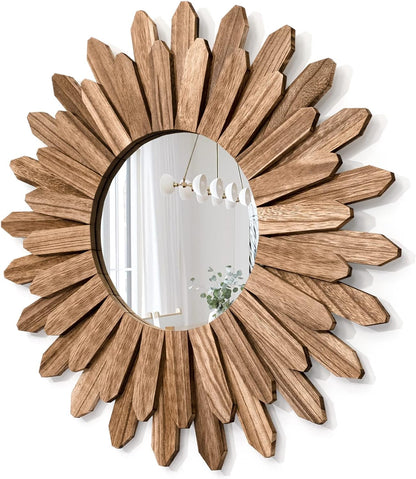 Wall Mirror Decorative 12 Inch Rustic Wood Mirror