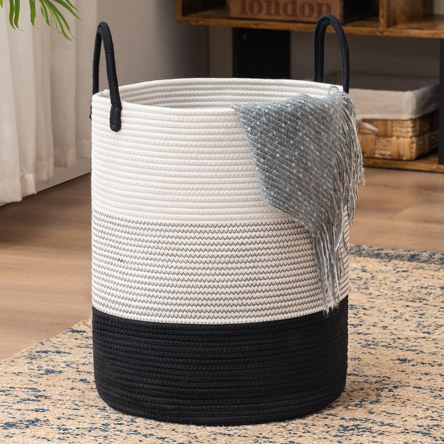 Jute Rope Laundry Hamper Basket Tall Laundry Basket
