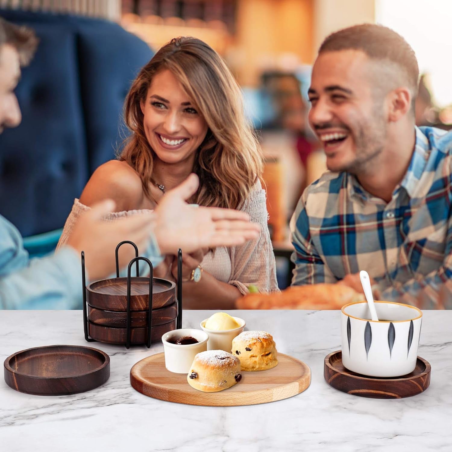 Natural Wooden Coasters Set of 5