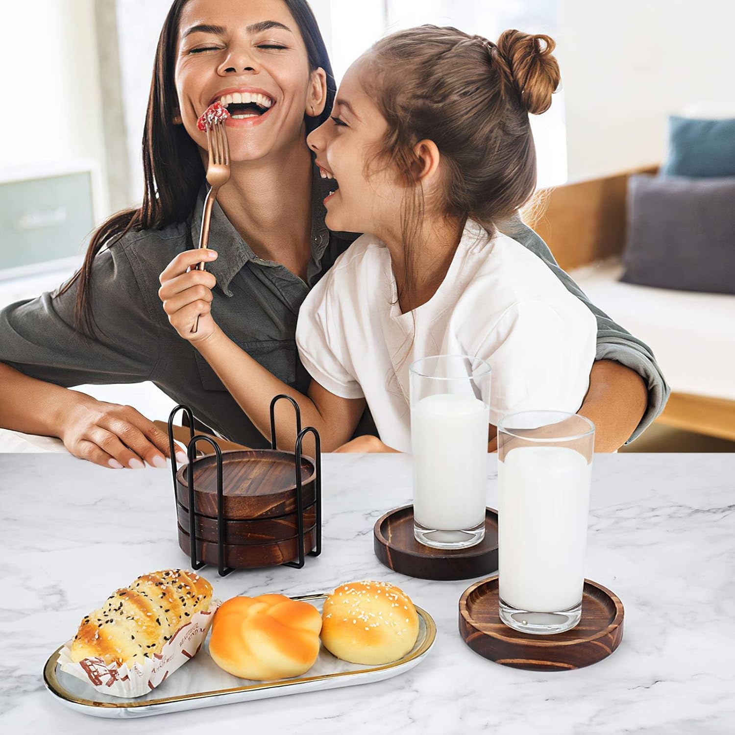 Natural Wooden Coasters Set of 5