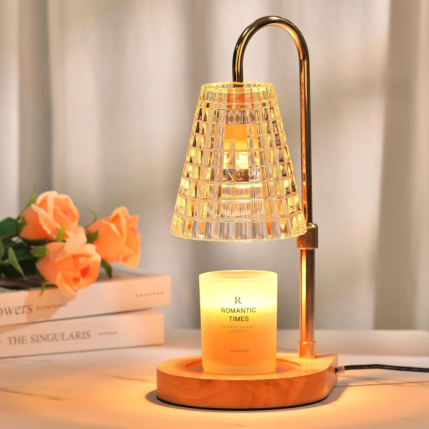 Modern Candle Warmer Lamp with Timer, Dimmable Candle Lamp Warmer, Birthday Gifts for Women, Black Lamp Candle Warmer Gifts for Mom, Adjustable Candle Light Warmer, Cozy Living Room Bedroom Home Decor