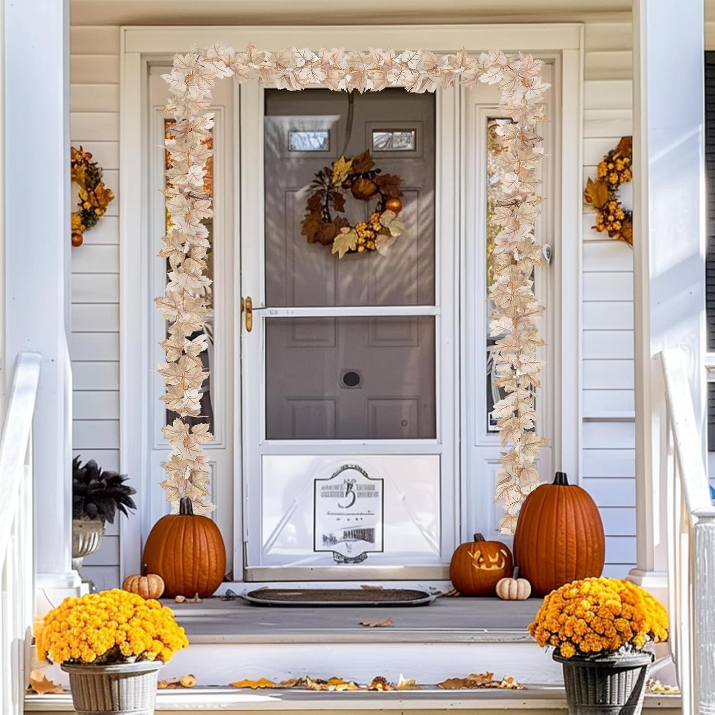 2 Pack Fall Decor Fall Garland with Lights Fall Decorations for Home, Total 13Ft 40LED Battery Operated