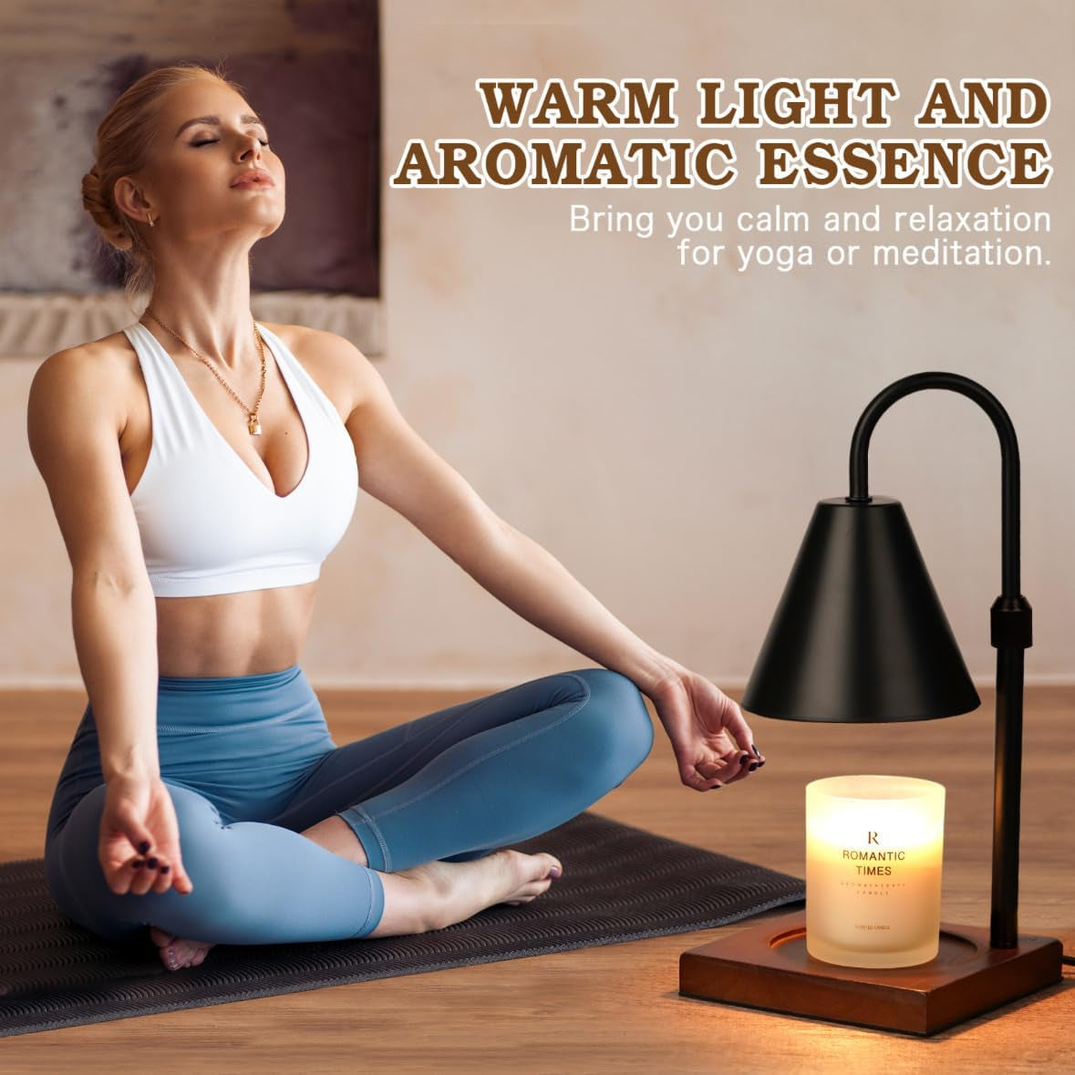 Modern Candle Warmer Lamp with Timer, Dimmable Candle Lamp Warmer, Birthday Gifts for Women, Black Lamp Candle Warmer Gifts for Mom, Adjustable Candle Light Warmer, Cozy Living Room Bedroom Home Decor