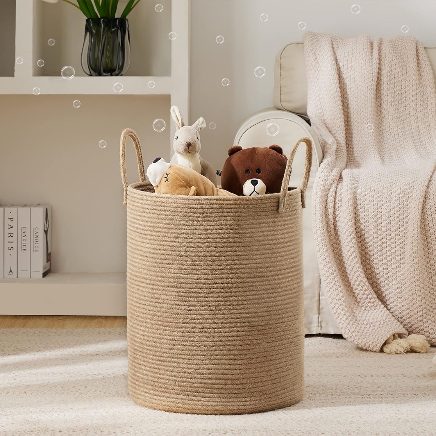 Jute Rope Laundry Hamper Basket Tall Laundry Basket