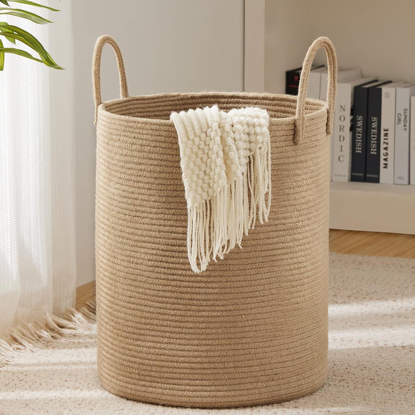Jute Rope Laundry Hamper Basket Tall Laundry Basket