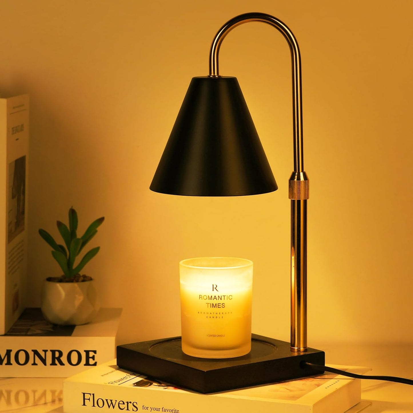 Modern Candle Warmer Lamp with Timer, Dimmable Candle Lamp Warmer, Birthday Gifts for Women, Black Lamp Candle Warmer Gifts for Mom, Adjustable Candle Light Warmer, Cozy Living Room Bedroom Home Decor