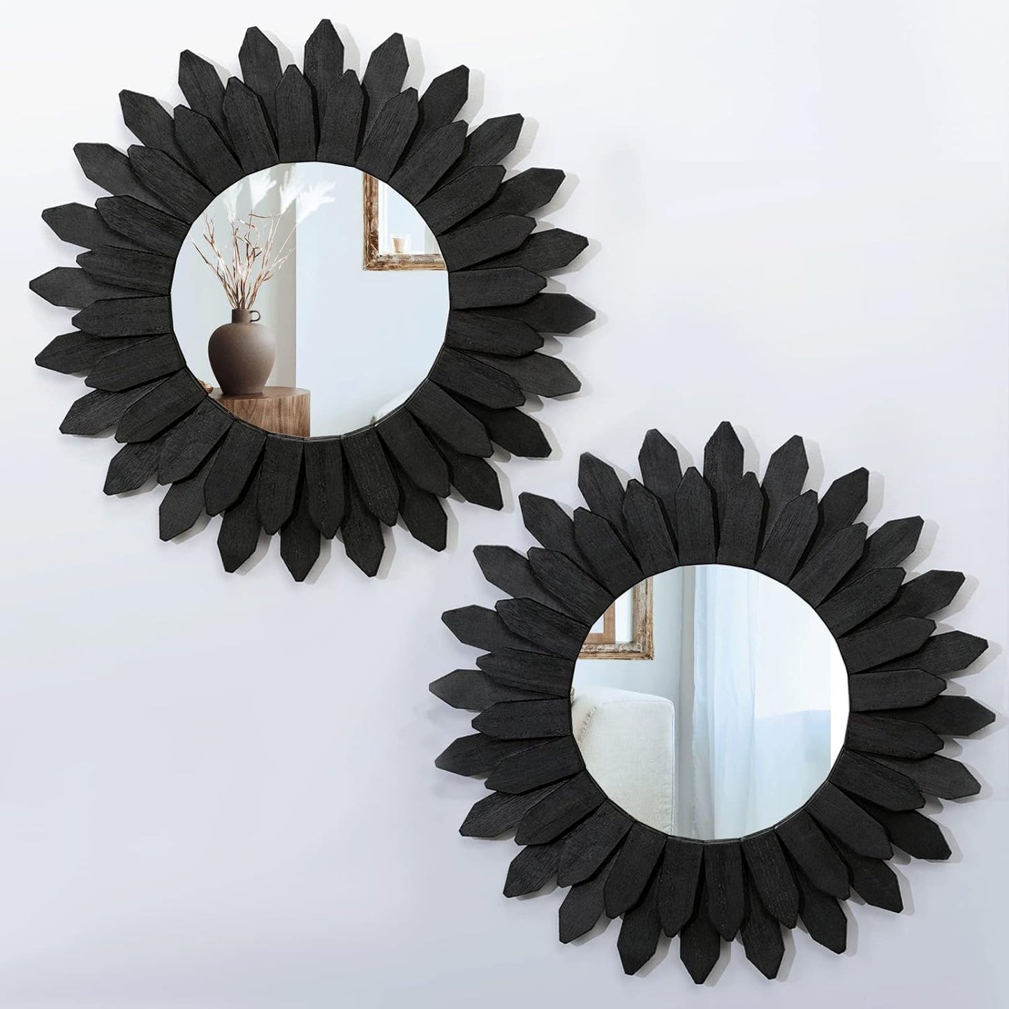 Wall Mirror Decorative 12 Inch Rustic Wood Mirror