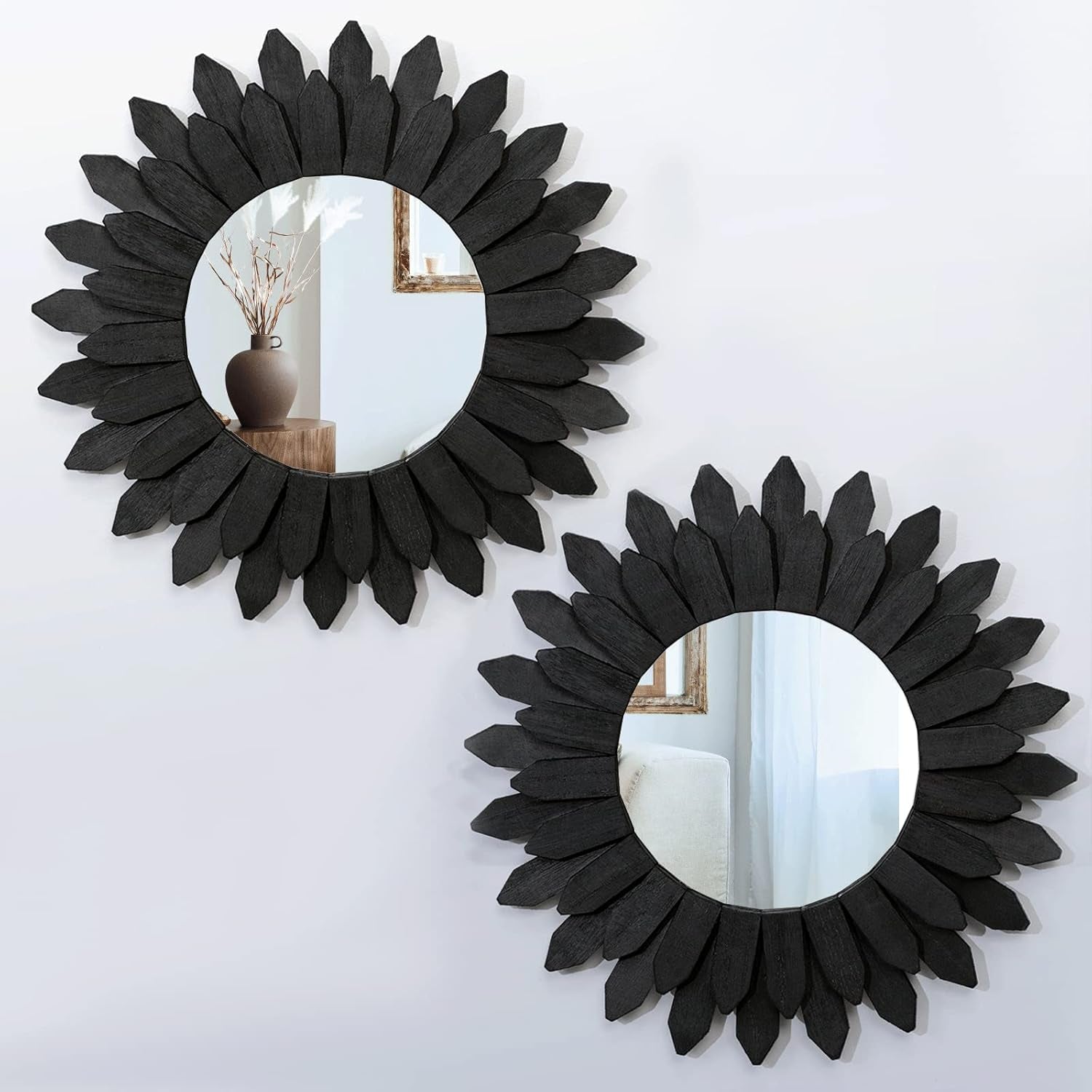 Wall Mirror Decorative 12 Inch Rustic Wood Mirror
