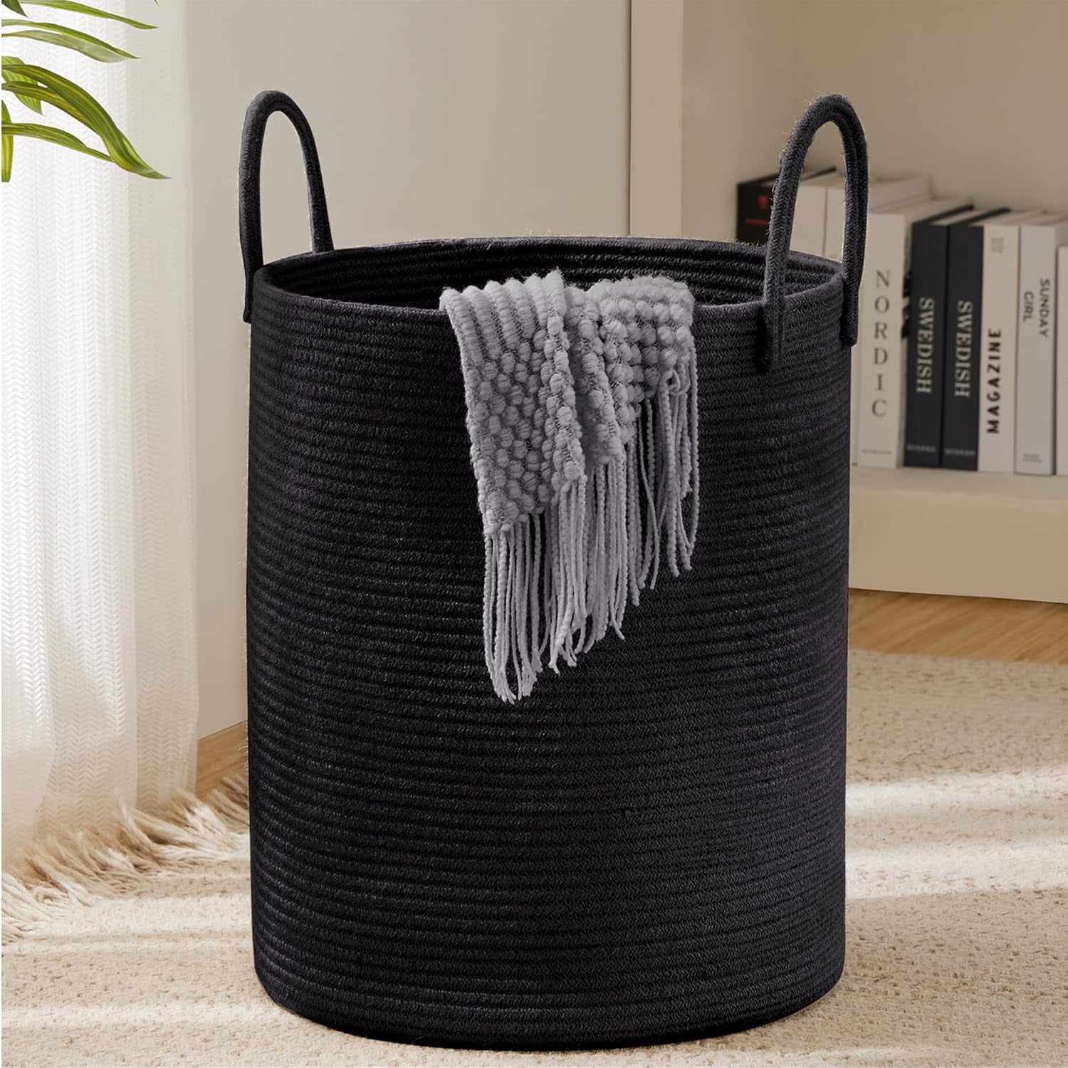 Jute Rope Laundry Hamper Basket Tall Laundry Basket