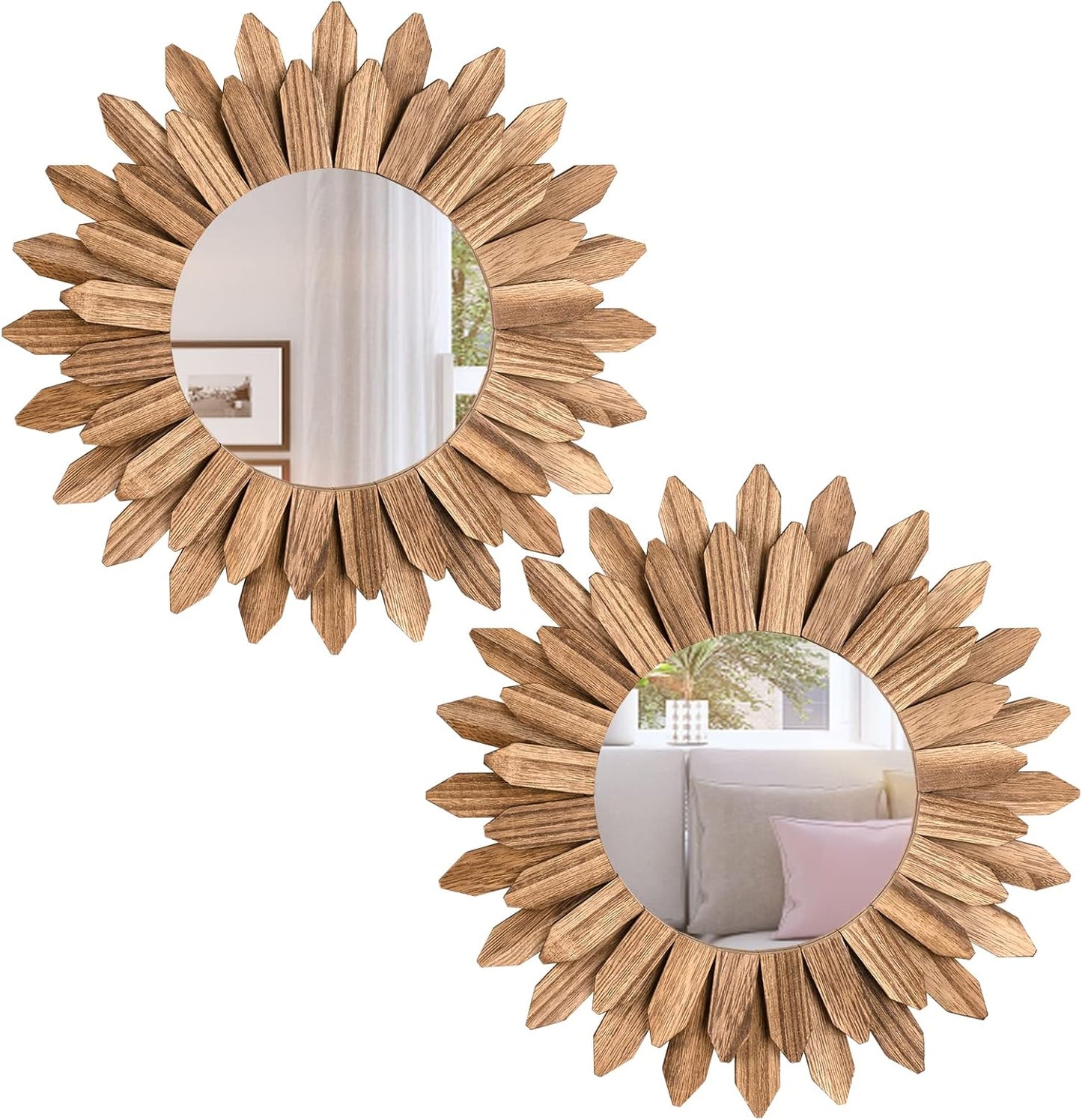 Wall Mirror Decorative 12 Inch Rustic Wood Mirror