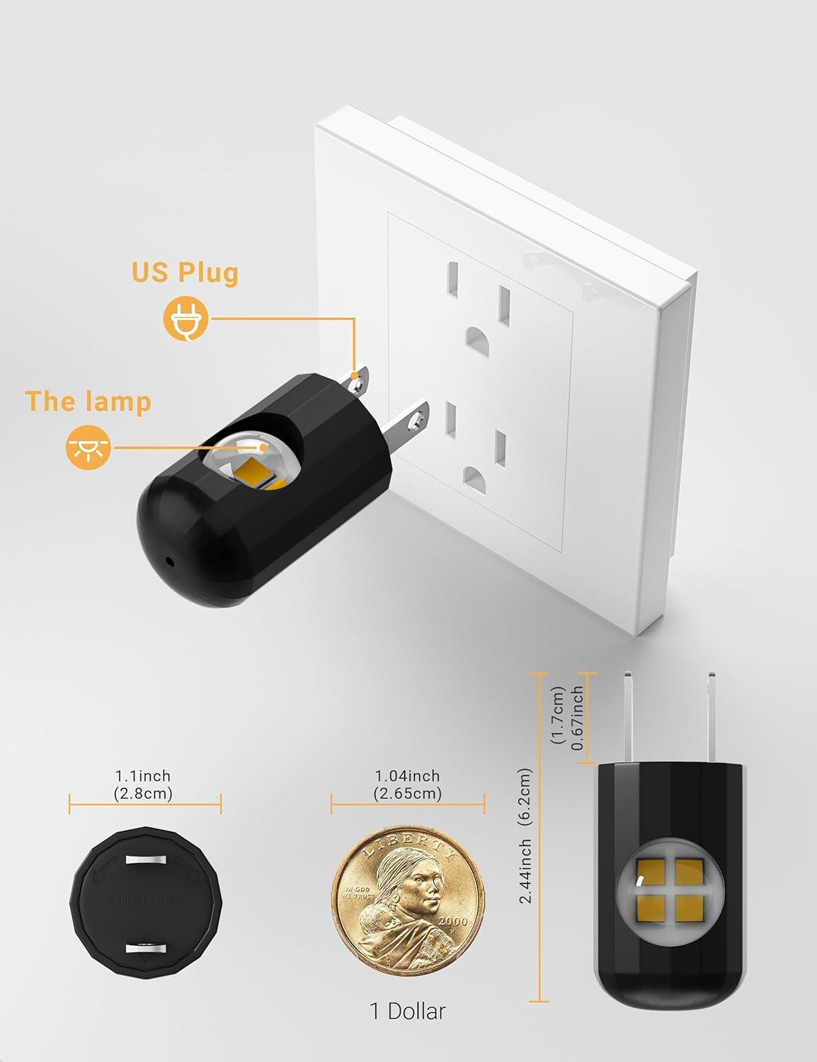 6 Pack LED Plugin Night Lights with Dusk to Dawn Sensor