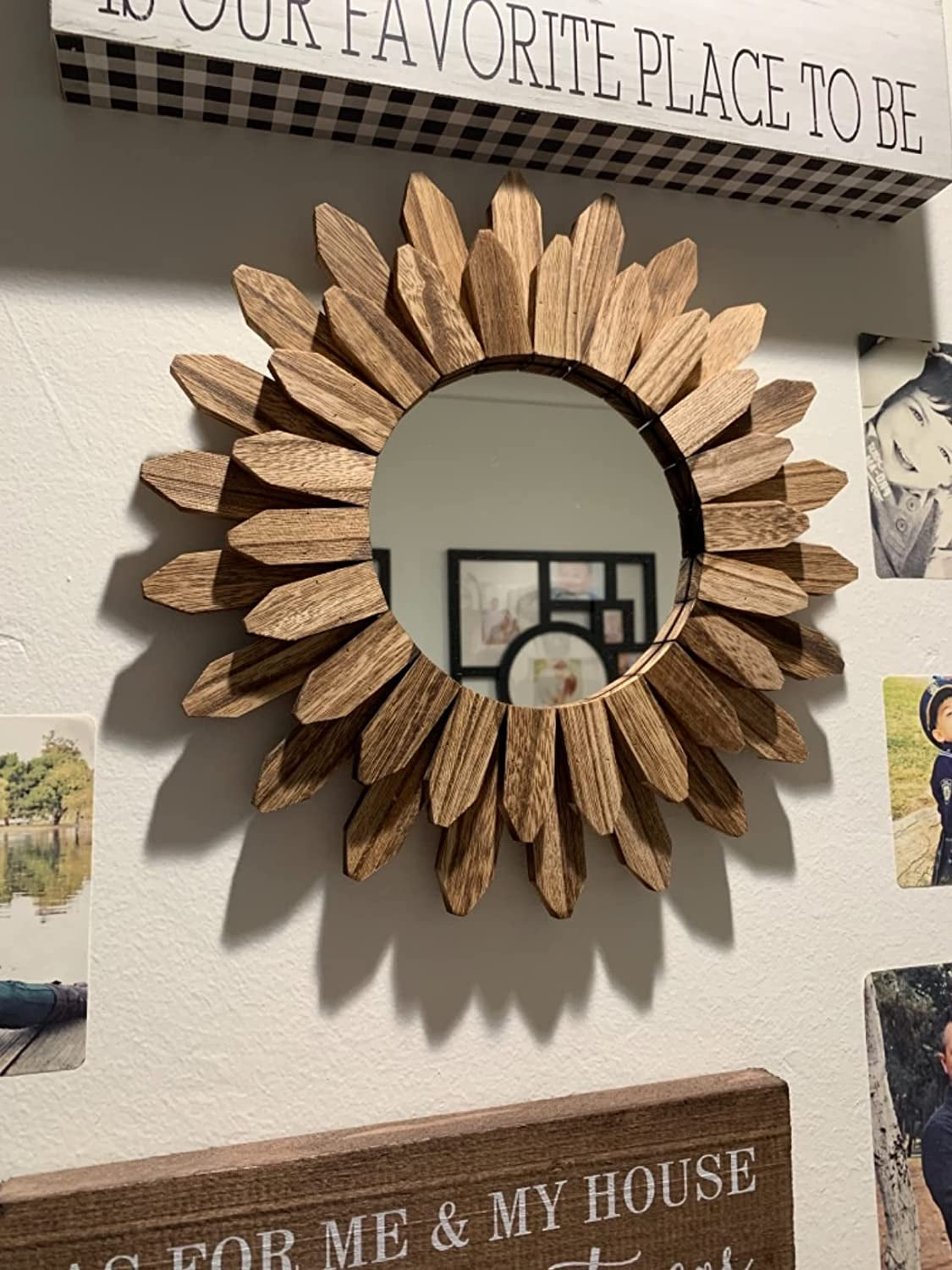 Wall Mirror Decorative 12 Inch Rustic Wood Mirror