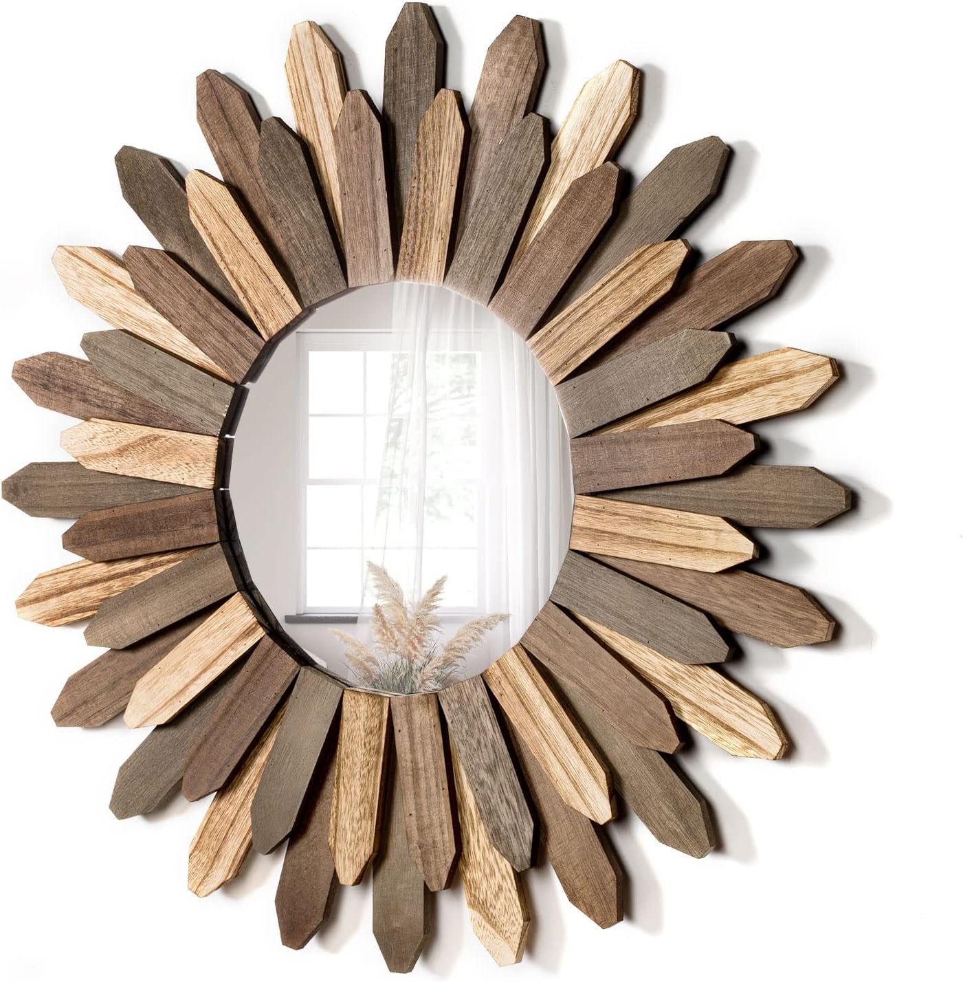 Wall Mirror Decorative 12 Inch Rustic Wood Mirror