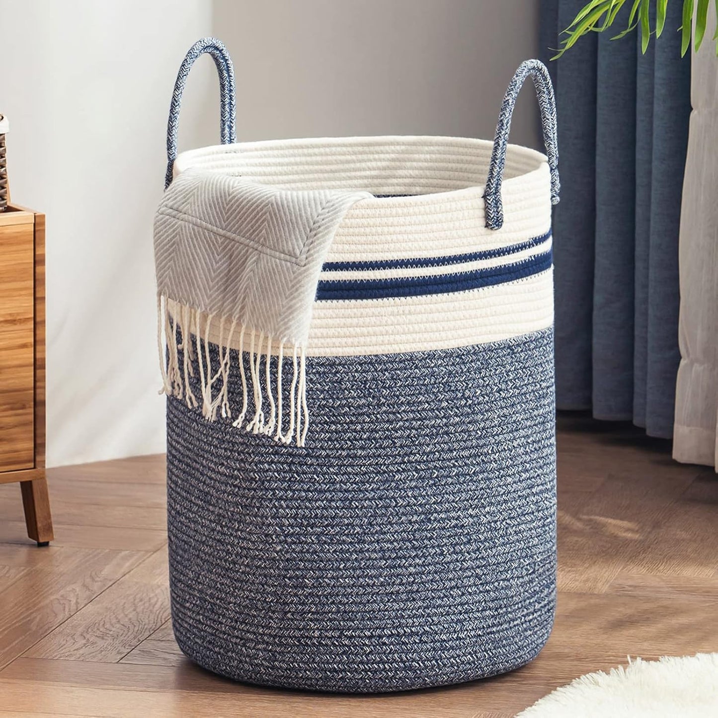 Jute Rope Laundry Hamper Basket Tall Laundry Basket
