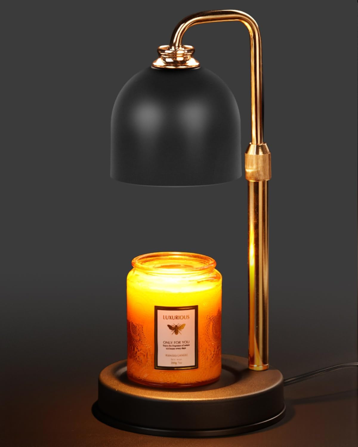 Modern Candle Warmer Lamp with Timer, Dimmable Candle Lamp Warmer, Birthday Gifts for Women, Black Lamp Candle Warmer Gifts for Mom, Adjustable Candle Light Warmer, Cozy Living Room Bedroom Home Decor