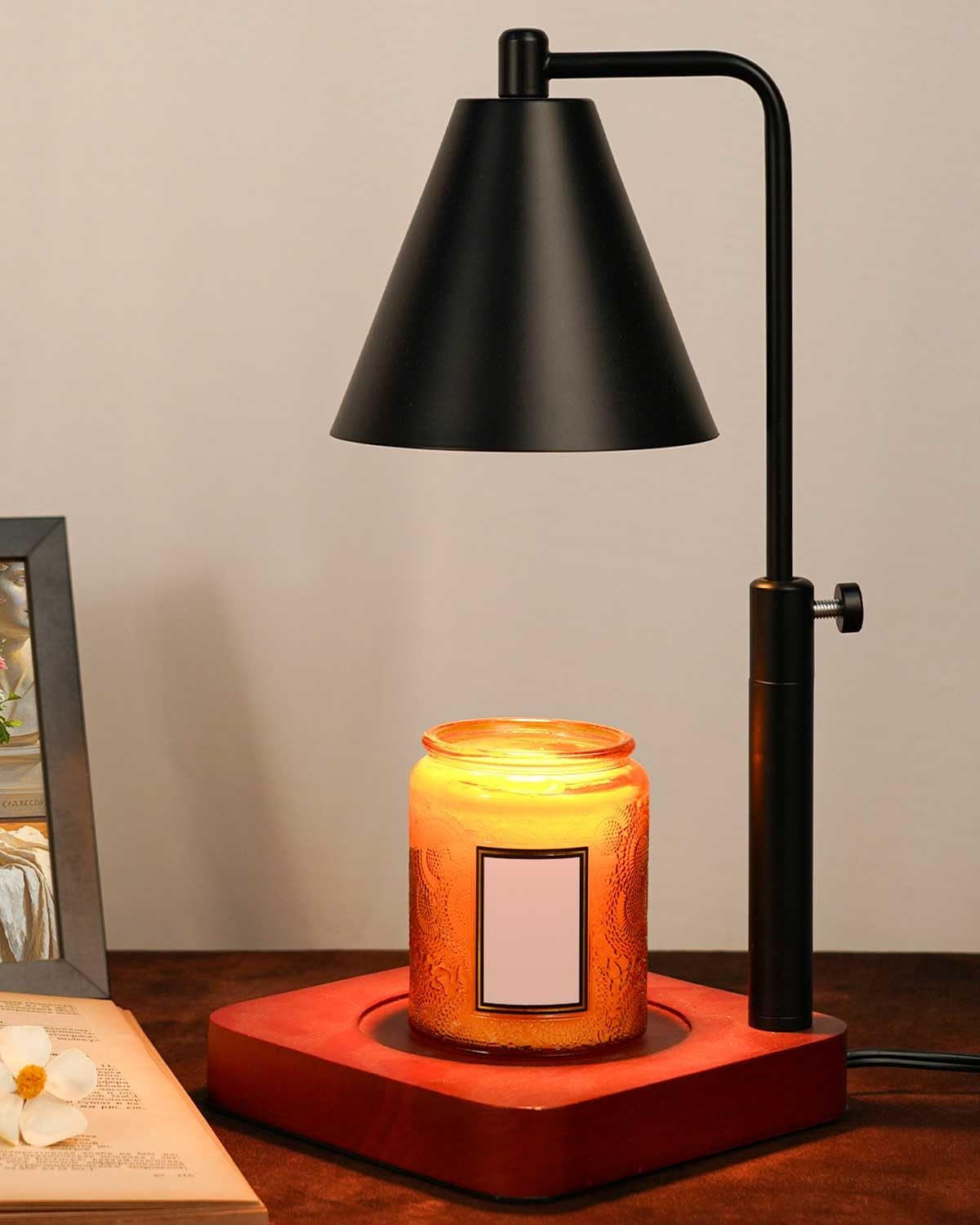 Modern Candle Warmer Lamp with Timer, Dimmable Candle Lamp Warmer, Birthday Gifts for Women, Black Lamp Candle Warmer Gifts for Mom, Adjustable Candle Light Warmer, Cozy Living Room Bedroom Home Decor